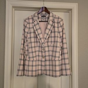 Tommy Hilfiger Pink Plaid Blazer With Denim Patch Elbows